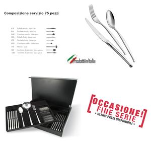 75-Piece Cutlery Set in Mirror-Polished 18/10 Stainless Steel Forged in Wooden Case