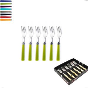 Candy Eme Dessert Forks Showcase Pack of 6, Polished 18/10 AISI 304 Stainless Steel with Acrylic Handle