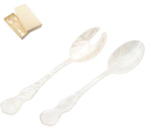 CHIC Salad Cutlery Pair in Pearly White Methacrylate 182 mm in Favour Packaging