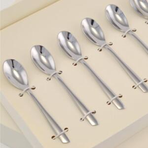 Polished 18/10 Stainless Steel 2mm Thick Espresso Spoon and Moka ELEVEN in Bomboniera Packaging