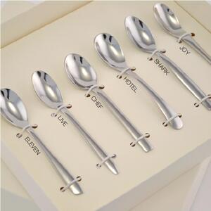 Polished 18/10 Stainless Steel 2mm Thick Espresso Spoon and Moka Assorted in Bomboniera Packaging, named Bomboniere Eme