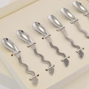 Temptation Espresso Spoons Moka 6 Pieces in Polished 18/10 Stainless Steel 2 mm in Gift Packaging Cutlery
