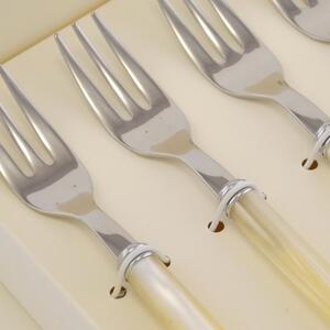 Pack of 6 Dessert Forks from the Pearl Line, Boxed Composition named bomboniere eme
