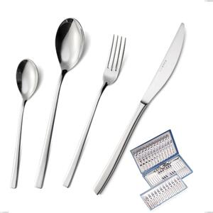 Celine 75-piece cutlery set in canteen box, Polished Aisi 304 stainless steel, 4.5 mm thickness