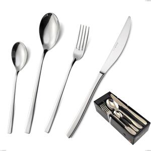 Celine 24 Piece Cutlery Set in Space-Saving Packaging, Polished AISI 304 Stainless Steel, 4.5 mm Thickness