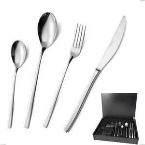 Celine 24 Piece Cutlery Set in Wooden Box, Polished AISI 304 Stainless Steel, 4.5 mm Thickness