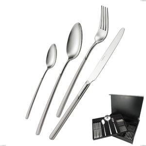 75-Piece Celtika Sandblasted Cutlery Set in Wooden Case, Stainless Steel 18.10 (AISI304), 5.00 mm Thickness
