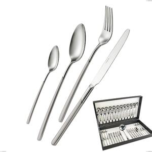 Celtika Sandblasted 49 Piece Cutlery Set in Canteen Box, Stainless Steel 18.10 (AISI304), Thickness 5.00