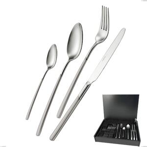 Celtika Sandblasted 24-Piece Cutlery Set in Wooden Case, Stainless Steel 18.10 (AISI304), Thickness 5.00
