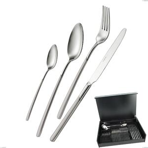 51-Piece Celtika Sandblasted Cutlery Set in Wooden Case, Stainless Steel 18.10 (AISI304), 5.00 mm Thickness