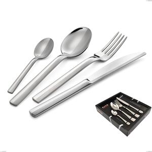 Chef Versus 24 Piece Cutlery Set in Display Case, 18/10 Stainless Steel (AISI 304) Sandblasted, 4 mm Thickness