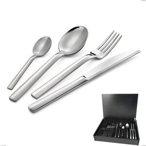 Chef Versus 24 Piece Cutlery Set in Wooden Case, 18/10 Stainless Steel (aisi 304) Sandblasted, 4 mm Thickness