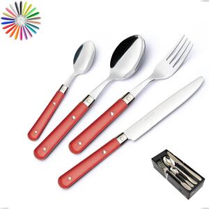 Country cutlery set 24 pieces space-saving packaging, 18/10 AISI 304 stainless steel with ABS handles