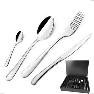 Charme 24 Piece Cutlery Set in Wooden Case, Polished 18/10 Stainless Steel (aisi 304), 2.5 mm Thickness