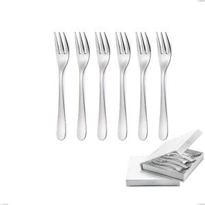 Charme Set of 6 Dessert Forks in Book-Style Box, Polished 18/10 Stainless Steel (AISI 304), 2.5 mm Thickness