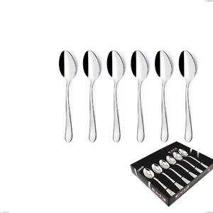 Charme Set of 6 Coffee Spoons in Showcase Packaging, Polished 18/10 Stainless Steel (aisi 304), 2.5 mm Thickness