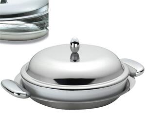 JOINT EME Round Risotto dish � 30 cm with PIREX Casserole Dish, Polished Stainless Steel Finish, Die-Cast Metal Handle with Polished and Sandblasted Finish
