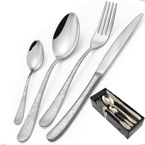 Charme Pechino 24-Piece Cutlery Set in Space-Saving Packaging, Polished 18/10 Stainless Steel with Laser Engraving, 2.5mm Thickness