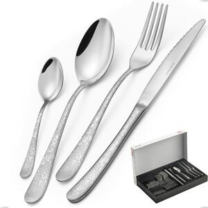 Charme Pechino 30-piece cutlery set in panoramic packaging, Polished 18/10 Stainless Steel with laser engraving, 2.5 mm thickness