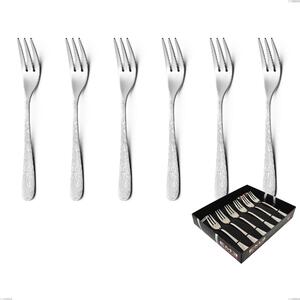 Charme Pechino Set of 6 Dessert Forks in Showcase Packaging, Polished 18/10 Stainless Steel with Laser Engraving, 2.5 mm Thickness