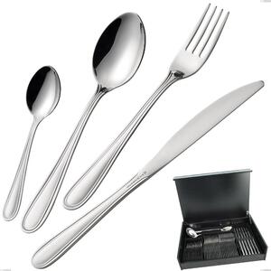 51-piece cutlery set in wooden case, economical City knife, Stainless Steel 18.10 (Aisi304), thickness 1.8 mm, City