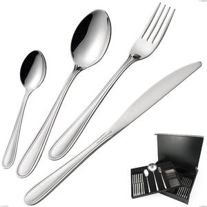 75-Piece Cutlery Set in Wooden Case, Cheap City Knife, Stainless Steel 18.10 (Aisi304), 1.8 mm Thickness, City