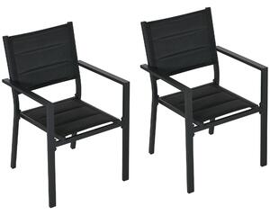 Outsunny Aluminium Garden Chairs, Set of Two, Stackable Patio Seating, Lightweight and Durable, Black