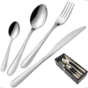 City 24 Piece Cutlery Set in Space-Saving Packaging, Economical Knife, Stainless Steel 18.10 (Aisi304), 1.8 mm Thickness