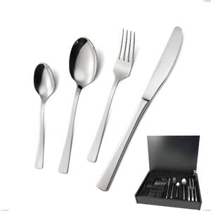 Doram 24 Piece Cutlery Set in Wooden Box, Economic Dining Knife, Polished AISI 304 Stainless Steel, 2.5 mm Thickness