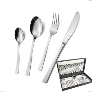 Doram 49 Piece Cutlery Set in Canteen Box, Economic Knife, Polished AISI 304 Stainless Steel, 2.5 mm Thickness