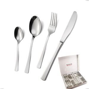 Doram 24 Piece Cutlery Set in Box, Economic Knife, Polished AISI 304 Stainless Steel, 2.5 mm Thickness