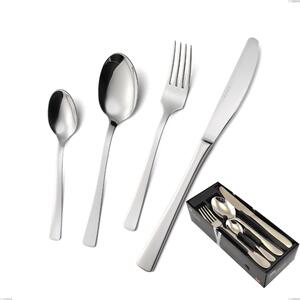 Doram 24 Piece Cutlery Set in Space-Saving Packaging, Polished Aisi 304 Stainless Steel, 2.5 mm Thickness, Economical Knife