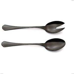 Domus Black Salad Cutlery Set, 18/10 Stainless Steel with PVD Coating, 3 mm Thickness, 240 mm Length