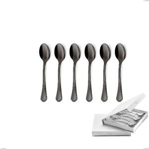 Set of 6 Domus Black Coffee Spoons in Book-style Box, 18/10 Stainless Steel with PVD Finish, 3 mm Thickness
