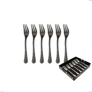 Domus Black Set of 6 Dessert Forks in Showcase Box, 18/10 Stainless Steel, 3 mm Thickness
