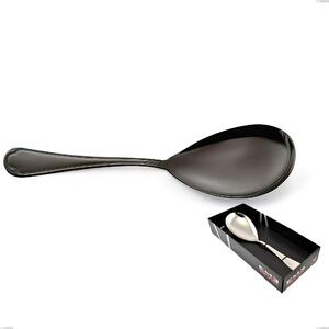 Domus Black Rice Serving Spoon in Showcase Packaging, 18/10 Stainless Steel, 3 mm Thickness