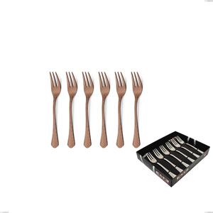 Domus Chocolate Set of 6 Dessert Forks in Showcase Packaging, 18/10 Stainless Steel, 3 mm Thickness