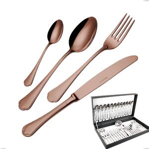 Domus Chocolate 51 Piece Cutlery Set in Canteen Box, 18/10 Stainless Steel, 3mm Thickness