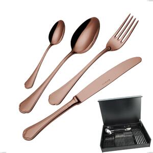 Domus Chocolate 51-Piece Cutlery Set in Wooden Case, 18/10 Stainless Steel, 3 mm Thickness
