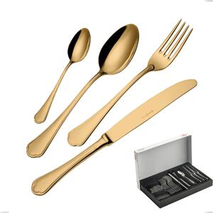 Domus Gold 30-piece Cutlery Set in Panoramic Packaging, 18/10 Stainless Steel, 3 mm Thickness