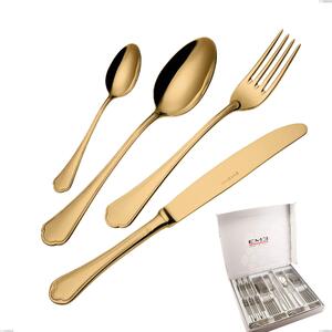 Domus Gold 24-Piece Cutlery Set in Case, 18/10 Stainless Steel, 3 mm Thickness