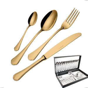 Domus Gold 51-piece cutlery set in canteen box, 18/10 stainless steel, 3 mm thickness