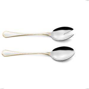 Domus Oro Salad Cutlery Set, 18-10 Stainless Steel, 24 Carat Polished Gold, 3 mm Thickness, 240 mm Length