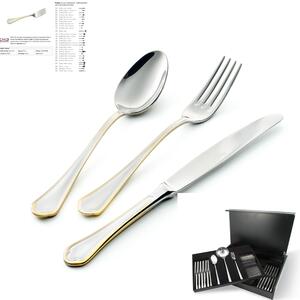 DOMUS ORO 113-Piece Cutlery Set Stainless Steel 18/10 Mirror Polished 3 mm Thickness in Wooden Case