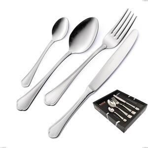 Domus Silver 24 Piece Cutlery Set in Display Box, 18/10 Stainless Steel, 3 mm Thickness