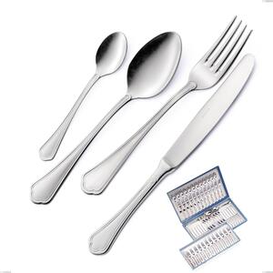 75-Piece Domus Silver Cutlery Set in Gift Case, 18/10 Stainless Steel, 3 mm Thickness