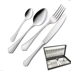 Domus Silver 49 Piece Cutlery Set in Canteen Box, 18/10 Stainless Steel, 3 mm Thickness