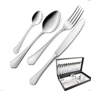Domus Silver 51-Piece Cutlery Set in Canteen Box, 18/10 Stainless Steel, 3 mm Thickness