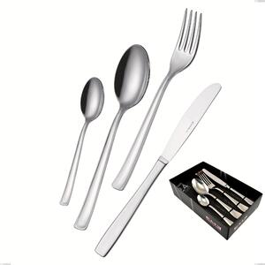 DUNA Cutlery Set 24 Pieces 6 Table Settings Stainless Steel 18.10 (AISI 304) Polished Finish Thickness 2 mm