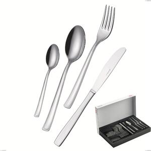 Duna 30-piece cutlery set in panoramic packaging with economical knife, Polished stainless steel (Aisi 304)